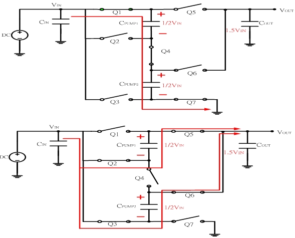 图3：电荷泵 1.5倍压架构。