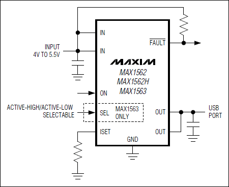 MAX1562、MAX1562H、MAX1563：典型工作电路
