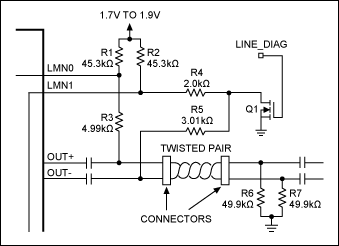 Figure 2. Line-fault detection circuit provides short-circuit detection.