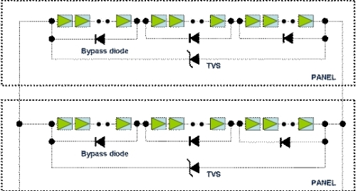 图6，TVS器件与每个旁路二极管串并联
