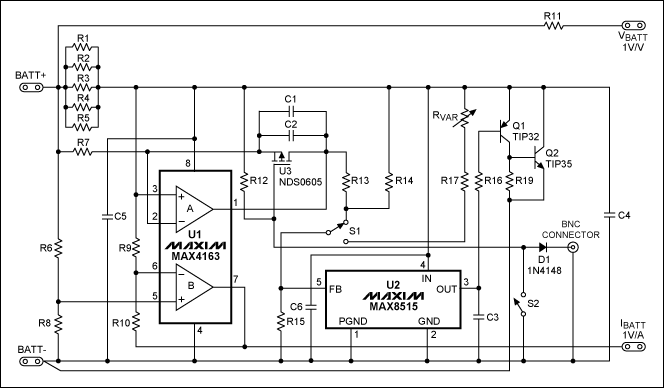 Figure 2. Li+ Battery simulator layout for a 2-layer board.