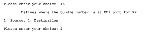Figure 6. Option 45 from the Bundle Configuration menu of the DS34S132.