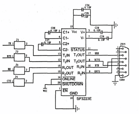 C8051F020与PC 机的串口电路