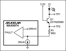 Figure 1. This level-shifting transistor allows the IC to drive series LEDs from a high-voltage supply.