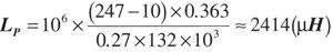 则式中fs为工作开关频率，这里fs=132KHz，则