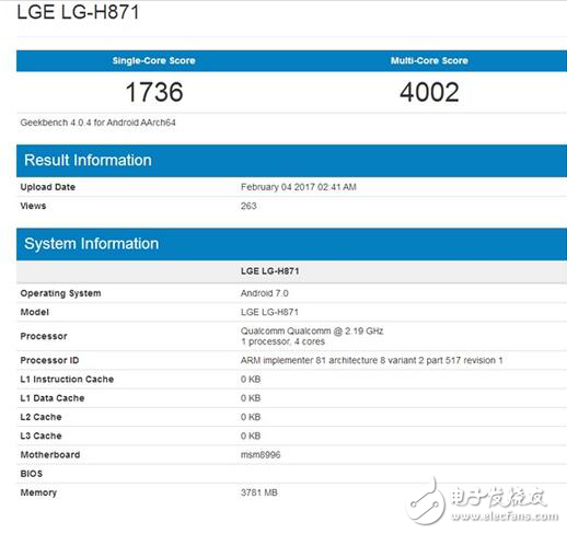 LG G6 跑分数据曝光：骁龙820+4GB内存+Android 7.0