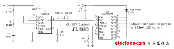 TLC555定时器代替LED驱动器的微处理器