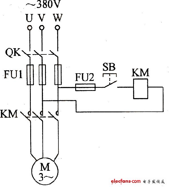 三相异步电动机点动控制电路