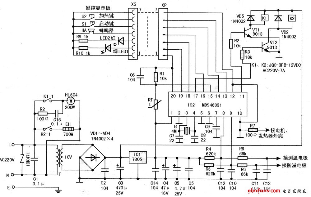 美的豆浆机电路原理图(DG13-DSA型)
