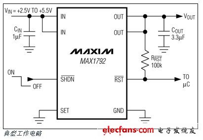 MAX1792低压差线性稳压器