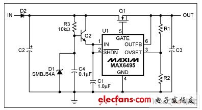 通过三极管缓冲器增大输入电压的过压保护电路