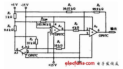 铂电阻测温调理电路原理图