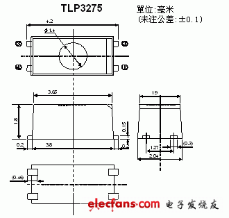 小型光继电器轮廓说明图: TLP3275.