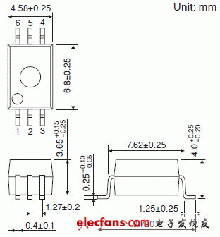 IGBT/MOSFET栅极驱动耦合器轮廓说明图: TLP705A.