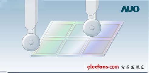 在彩色滤光片的玻璃的粘合方向上的边框涂上导电胶，以保证外部电子能够流通进入液晶层