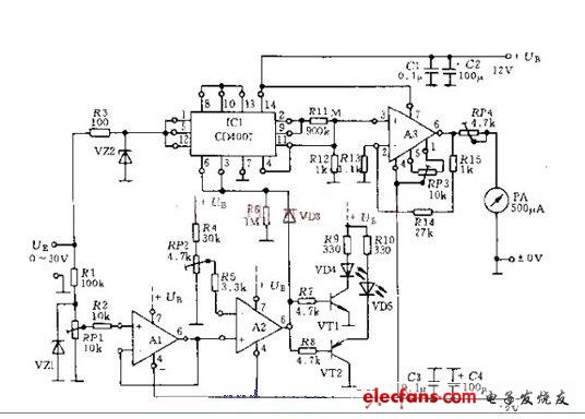 一种电子电压表电路图