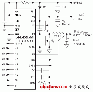 由max8720组成的降压式dc/dc电路
