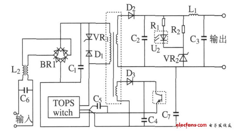 图6  反激式电源的应用原理图