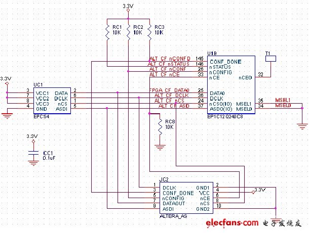 AS下载和调试接口电路（Altera FPGA开发板）