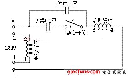 双值电容异步电动机倒顺接线图