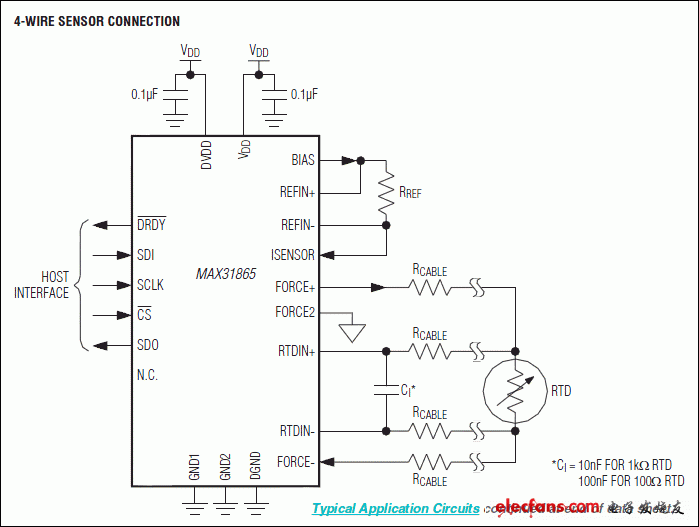 MAX31865：典型应用电路
