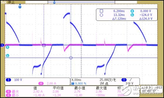 图6:4档时输入电压和输入电流波形