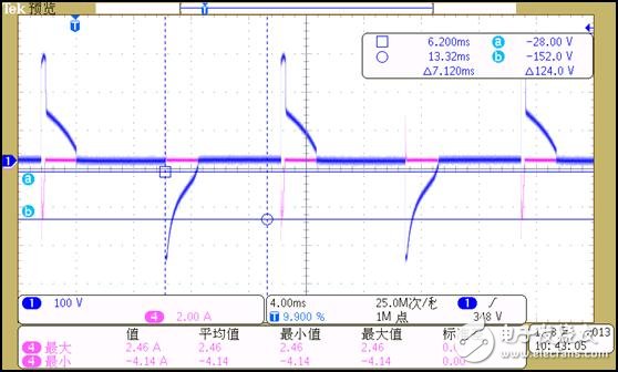 图4:2档时输入电压和输入电流波形
