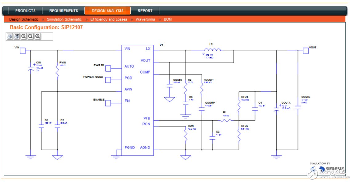 图2：Vishay PowerCAD软件仿真电路原理图