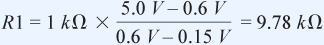 因此，可使用以下公式获取150 mV的有效反馈基准，其中R2 = 1 kΩ，VSUP = 5 V：