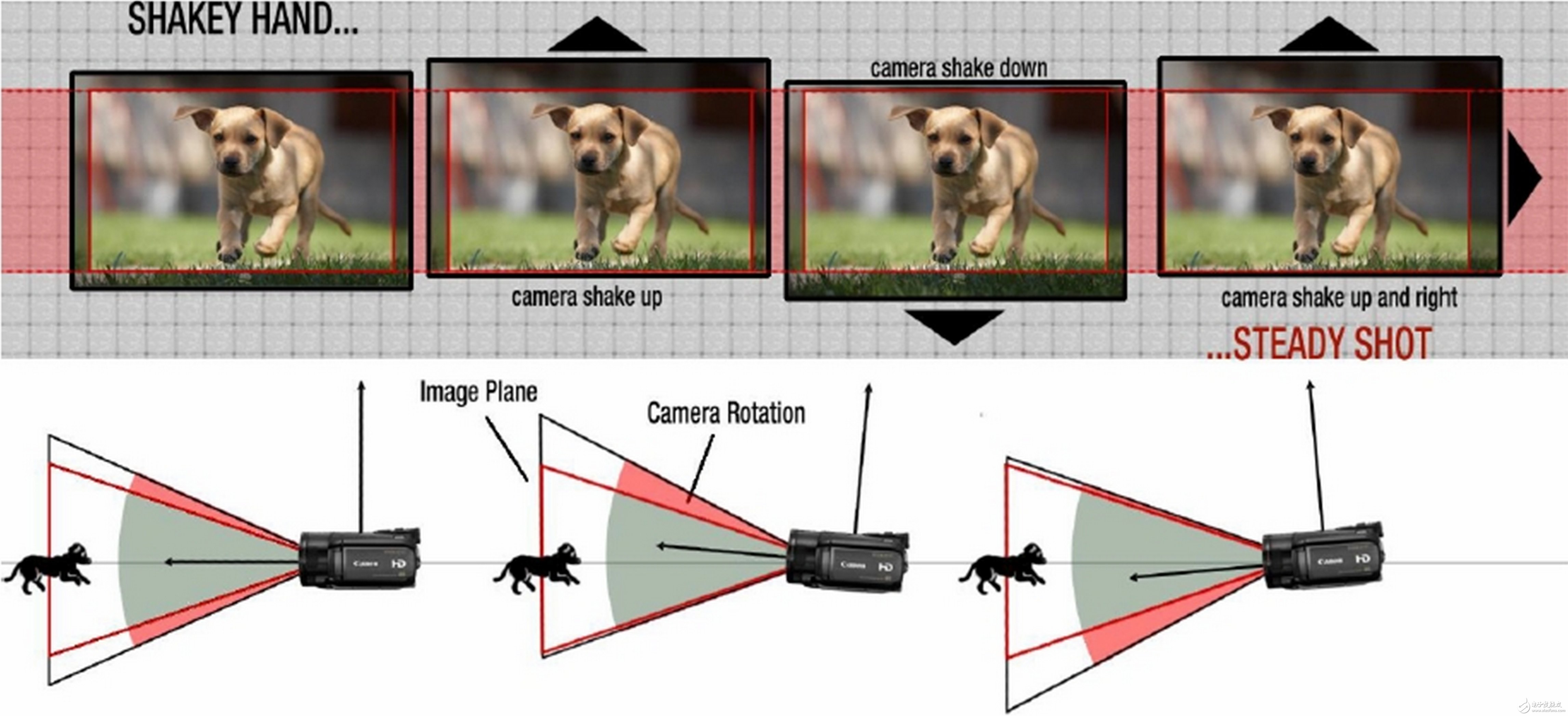 　图1. 数字影像稳定（DIS）使用像素映射方法通过软件来稳定图像