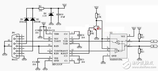 一种简单RS232转RS485转换器电路设计