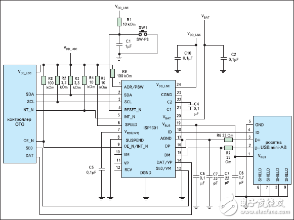 串行总线收发器ISP1301应用电路设计