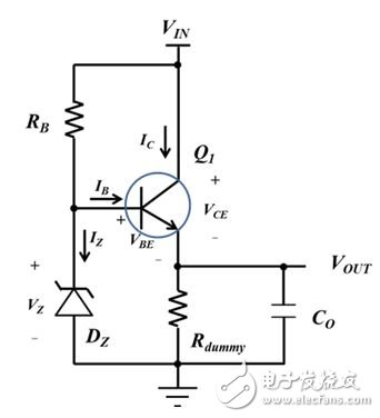 图3：具有虚拟负载电阻器的串联稳压器