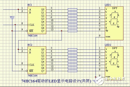 74HC164驱动的LED显示电路设计(共阴)
