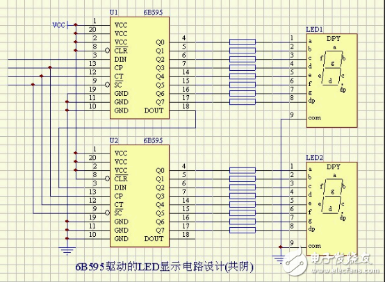 6B595驱动的LED显示电路设计(共阴)