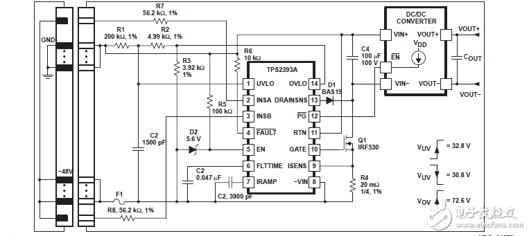 tps2393a集成电路的热插拔电源管理器