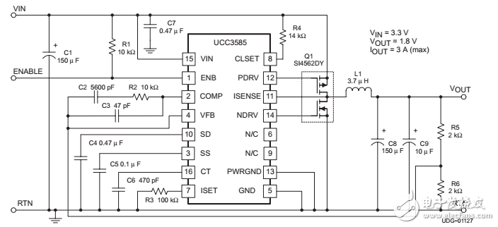 UCC2585/UCC3585低电压同步降压控制器