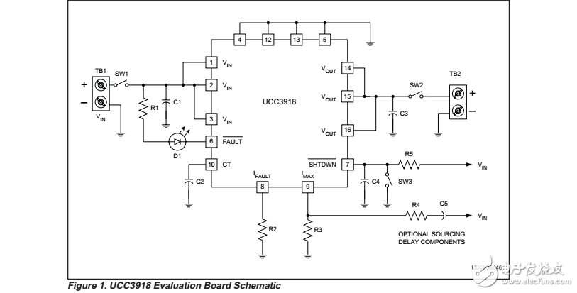 ucc3918“低电阻热插拔电源管理器”评估板，原理图和材料清单