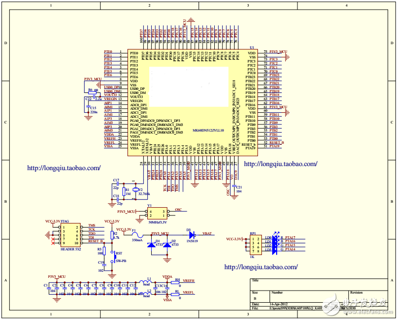 龙邱k60100核心板原理图及PCB封装下载