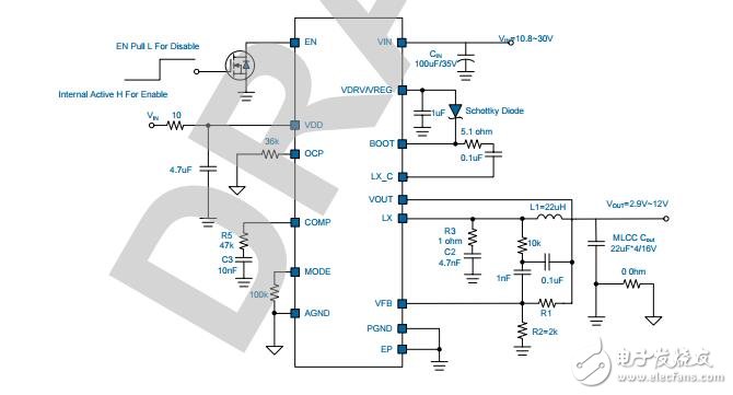 UP9614单同步降压转换器应用电路