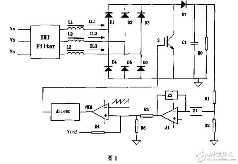 　　三相单管改进型零电流关断功率因数校正器的研究