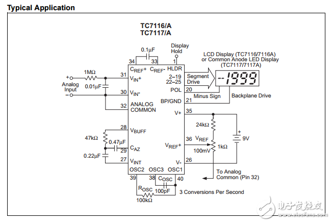 3-1/2位模拟到数字转换器与保持TC7116/A/TC7117/A数据表