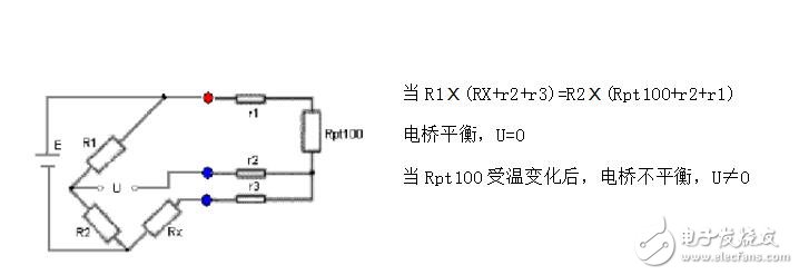 pt1000温度传感器的三线接法，采用三线式接法的原因