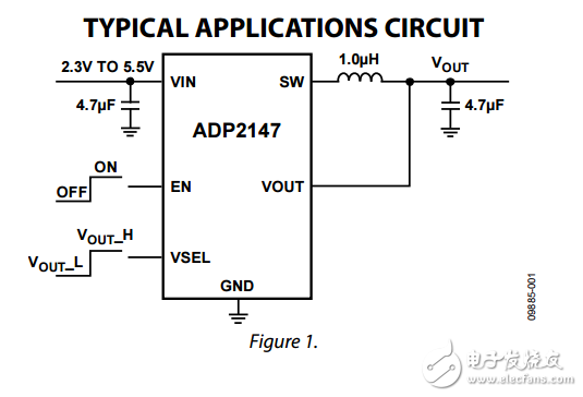 紧凑型800毫安3兆赫简单的DVS降压调节器ADP2147数据表