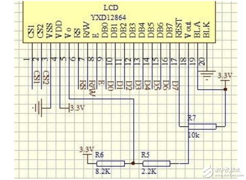 lcd12864与单片机连接图