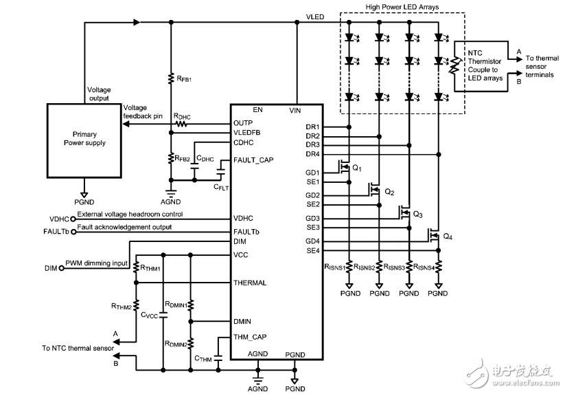 LED驱动之ICLM3464典型应用电路的介绍