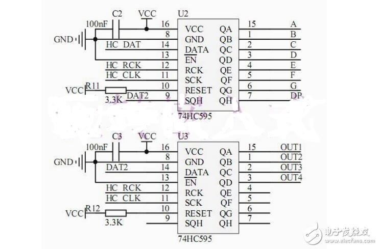 74hc595驱动4位数码管电路连接图及程序解析