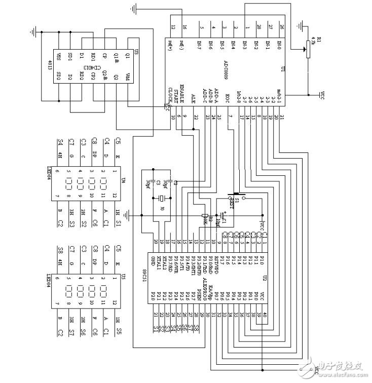 基于ADC0809与单片机制作的数字电压表