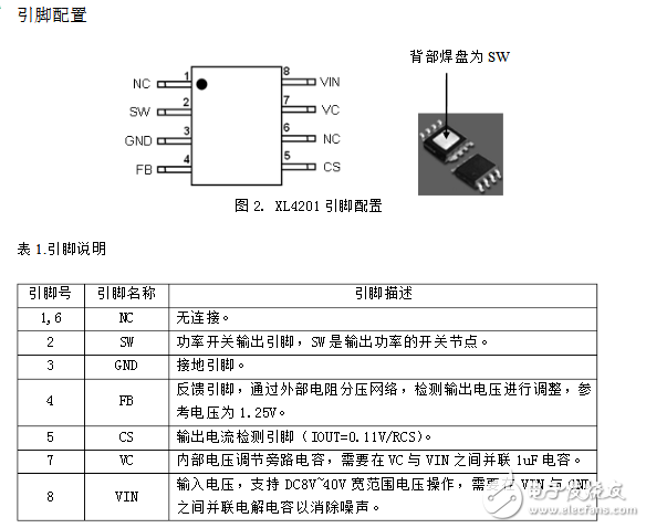 xl4201 pdf中文资料涵盖了xl4201引脚及xl4201应用电路图分析。