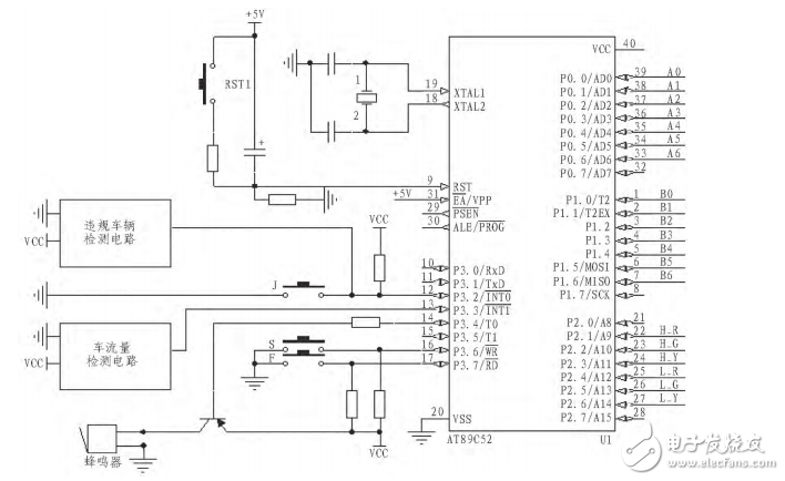 AT89C52单片机为控制器的多功能交通灯控制系统